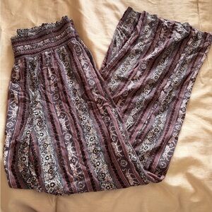 Mix print wide leg pants
